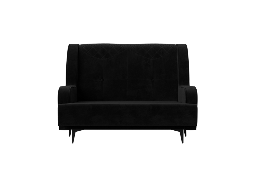 Диван прямой Неаполь 2-х местный, Черный, Велюр, 113168