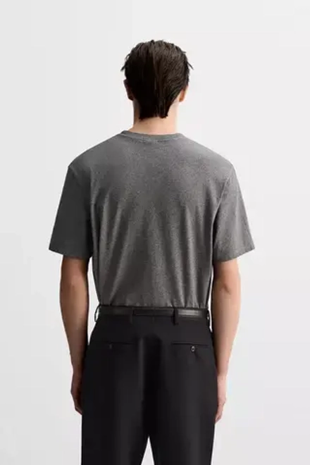 ZARA ФУТБОЛКА MEDIUM WEIGHT, АНТРАЦИТОВО-СЕРЫЙ