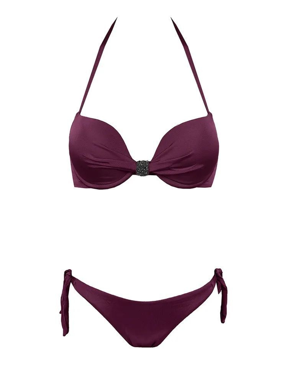 Раздельный однотонный пуш-ап купальник (Размер: B/XL) (Цвет: синий)