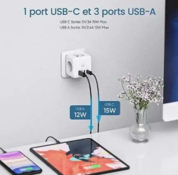 Куб 3 розетки 3 usb 1 Type-c