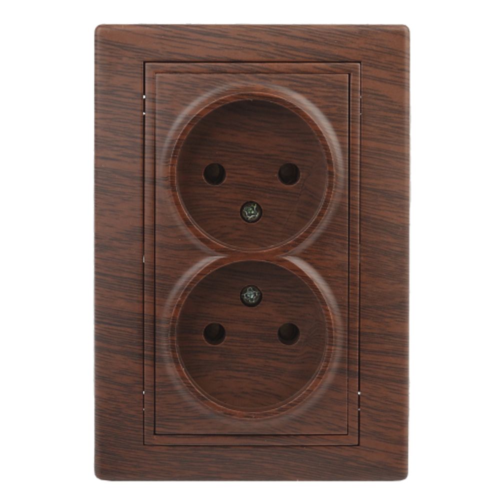 Розетка Intro Plano 1-204-10 без заземления двойная 2х2P 16А-250В IP20 СУ венге