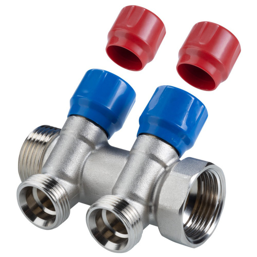 Коллектор с регулировочными вентилями 2 выхода 1" * 3/4" (VTc.560.NE) (Valtec)