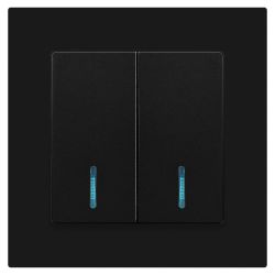 Выключатель Intro Accent 6-105-05 двойной с подсветкой, 10А-250В, IP20, СУ, AL/CU, антрацит | Intro