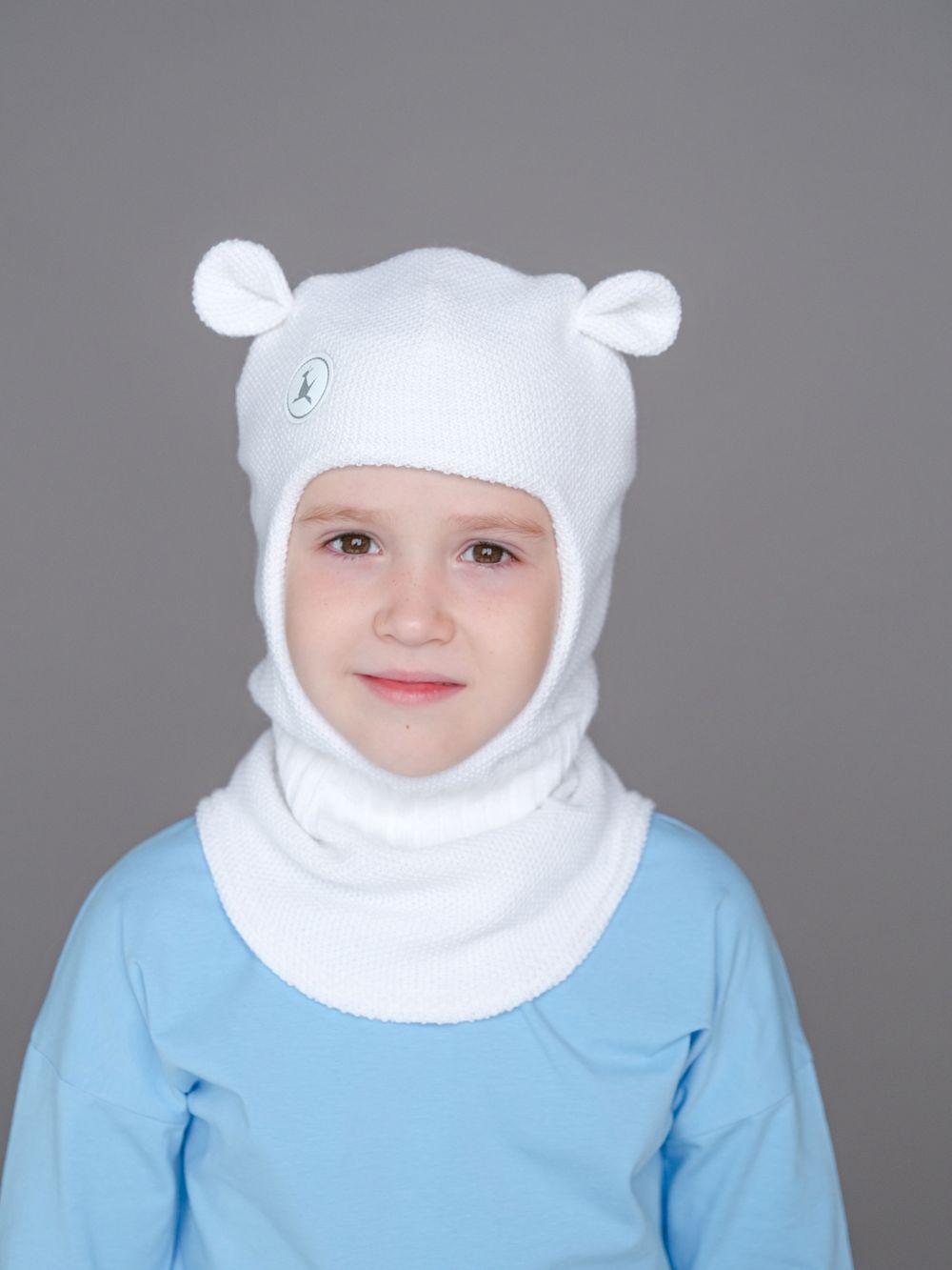 Шлем весенний/осенний вязаный (Молоко) БЭМБИ