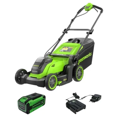 Аккумуляторная газонокосилка Greenworks GD40LM411K8 40В (1 x 8 Ач, ЗУ) нож 41 см, 2521007U8
