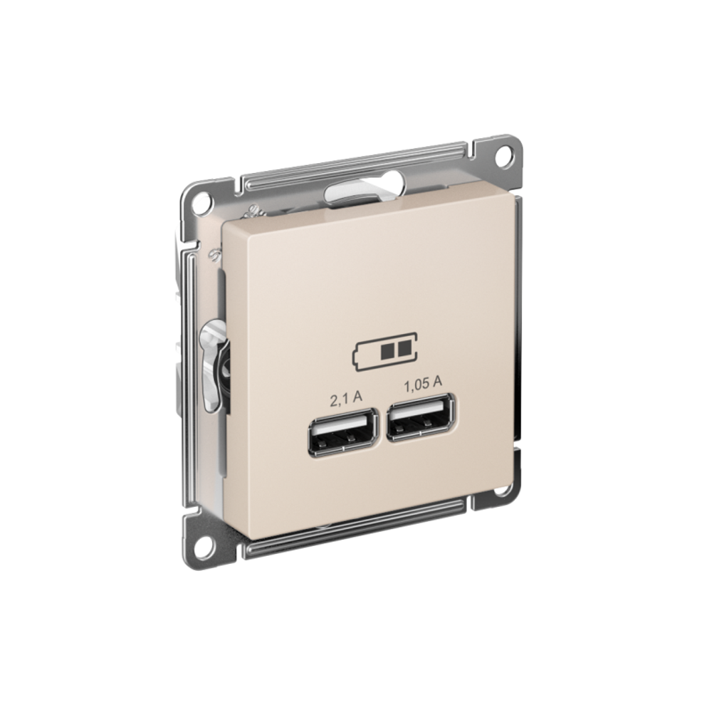 Розетка USB AtlasDesign тип A+A 5В 1х2.1А 2х1.05А механизм беж. SE ATN000233