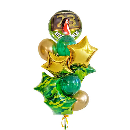 Букет из воздушных шаров "Поздравляем с 23 камуфляж"