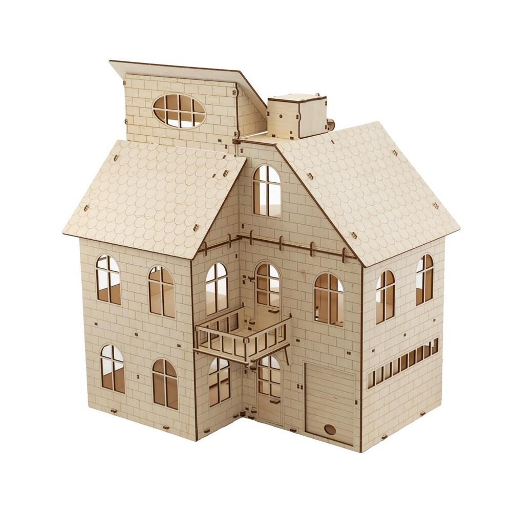 Кукольный дом с лифтом от EWA - Купить, недорого, ANANAZA деревянный конструктор, 3D пазл, сборная модель