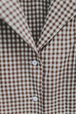 Рубашка с английским воротником из хлопка, коричневая клетка