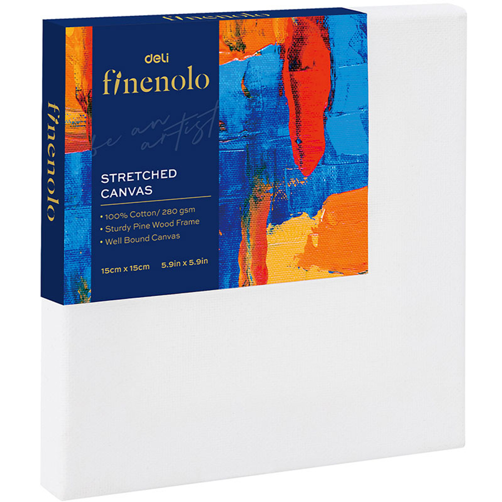 Холст на подрамнике DELI "Finenolo", 15х15 см, 280 г/м2, среднее зерно, хлопок