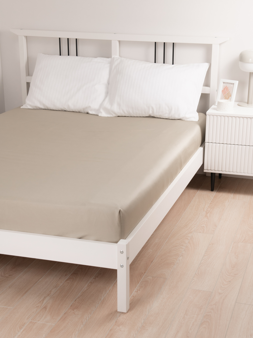 UTOPIA Простыня натяжная, сатин темно-бежевый