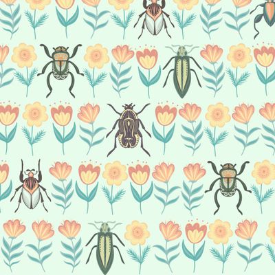 Горизонтальные жуки и цветы (Дизайнер Irina Skaska)