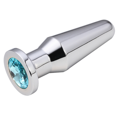 Серебристая втулка с голубым кристаллом - 10,2 см. (Цвет: голубой)