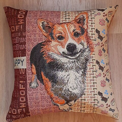 Декоративный гобеленовый чехол для интерьерной подушки Корги 47*47