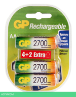 Аккумулятор GP AA 2700mAh 6 шт (GP270AAHC4/2-2CR6)