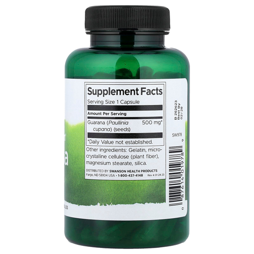 Swanson, Full Spectrum®, гуарана, 500 мг, 100 капсул