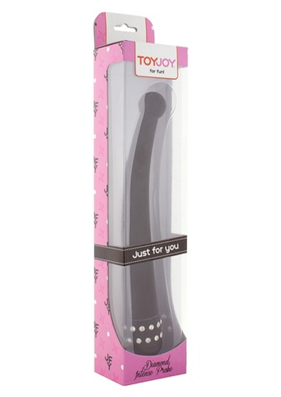 Чёрный вибратор DIAMOND INTENSE PROBE - 21,5 см.