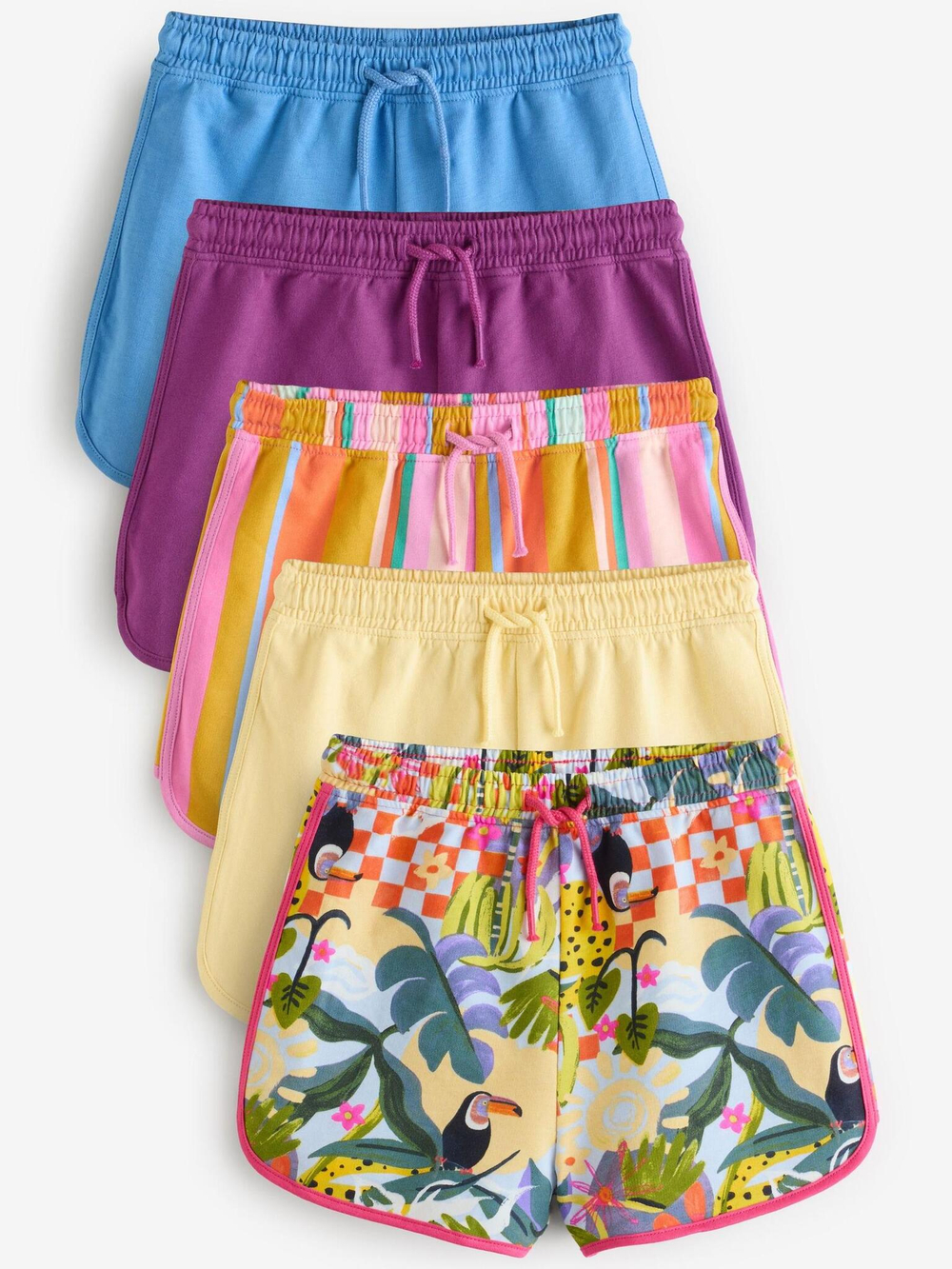 Шорты для девочки Next E61-337, 5 шт., Розовый, Голубой, Светло-желтый