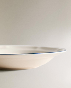 ZARA HOME ГЛУБОКАЯ СУПОВАЯ ТАРЕЛККА С КАЙМОЙ, СИНИЙ