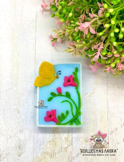 Силиконовая форма Бабочка с цветами