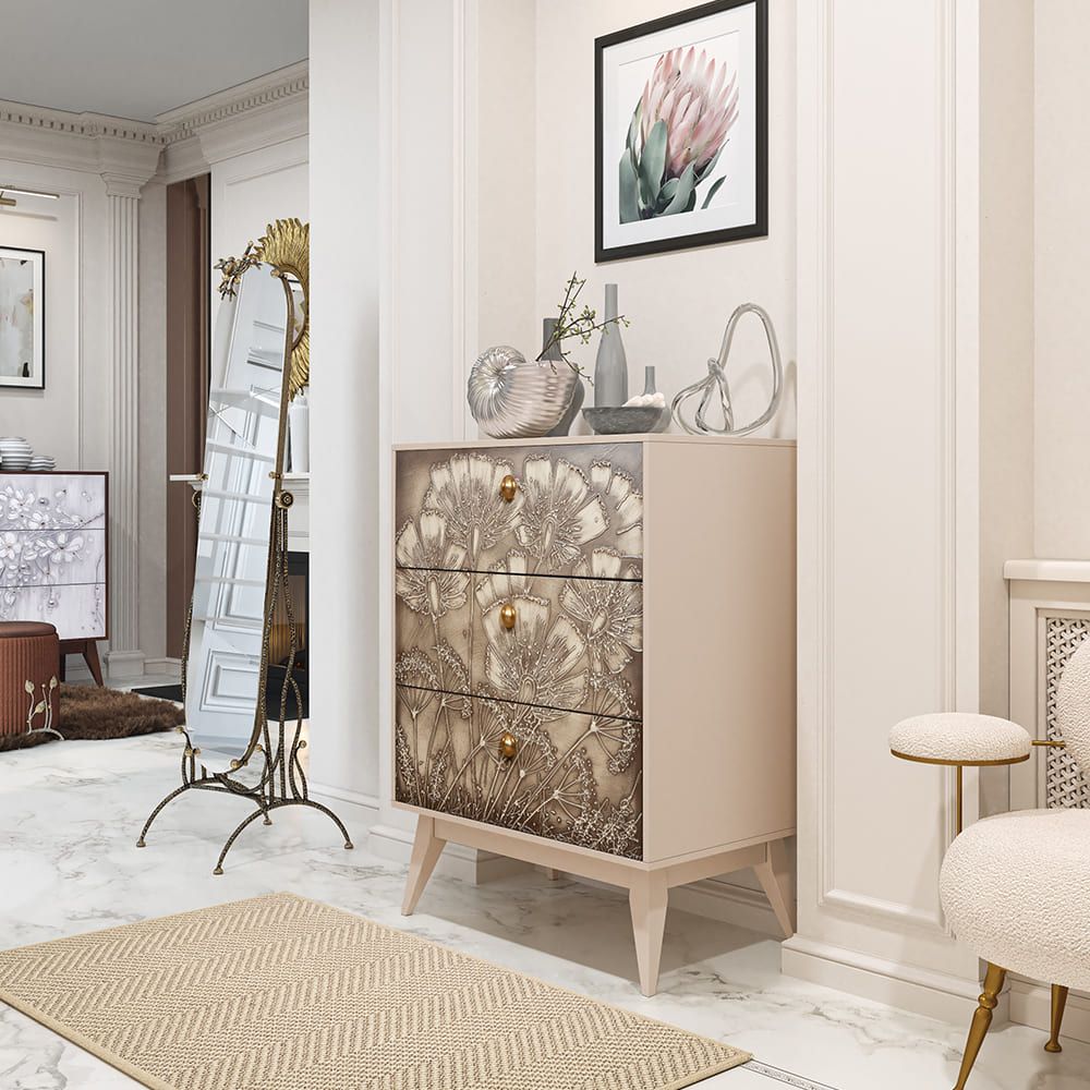 Комод Маки с 3 ящиками Айвори