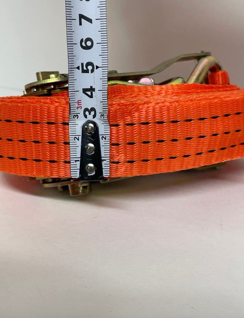 1Т-6М / Ремень стяжной для крепления груза, стяжка, 1 тонна, длина 6 метра, с крючками, оранжевый, TG (1 шт. / комплект)
