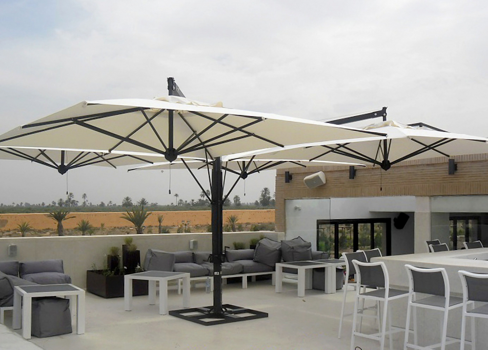 Зонт профессиональный четырехкупольный 6х6 м Scolaro Alu Poker Dark, антрацит, слоновая кость