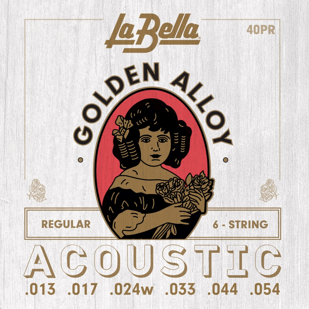 La Bella 40PR Golden Alloy Комплект струн для акустической гитары, бронза, Regular, 13-54.