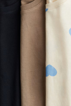 H&M Набор из трех хлопковых футболок, кремовый