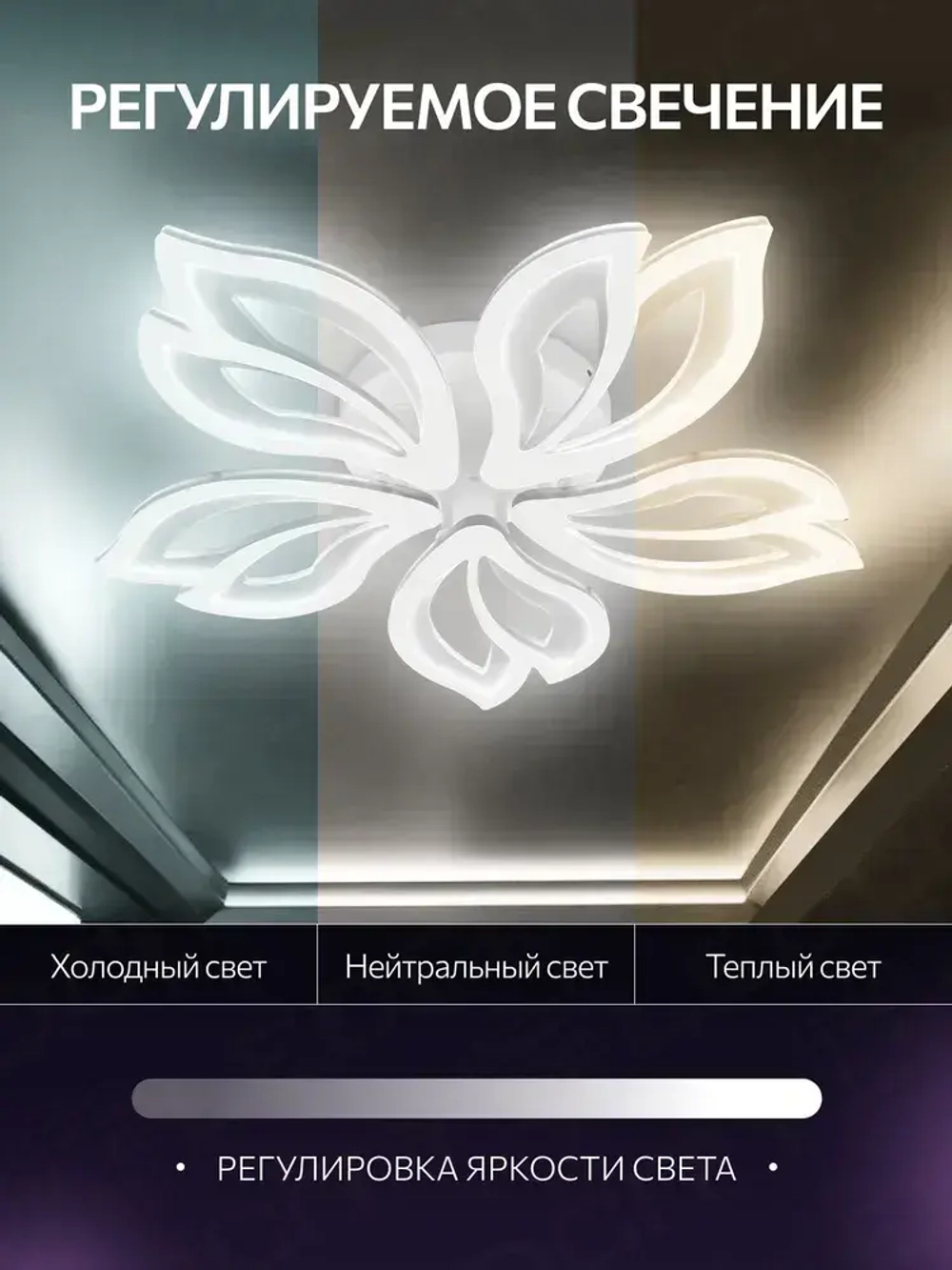 Люстра потолочная с пультом, светильник, белая