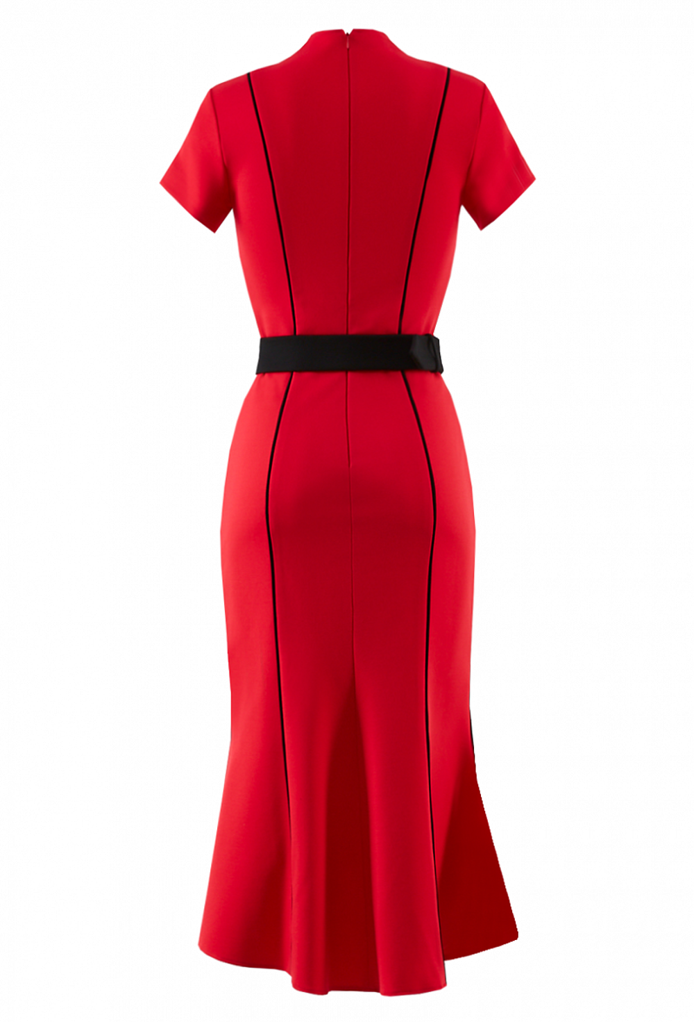 Трикотажное платье с поясом красное 04-01-20 SS