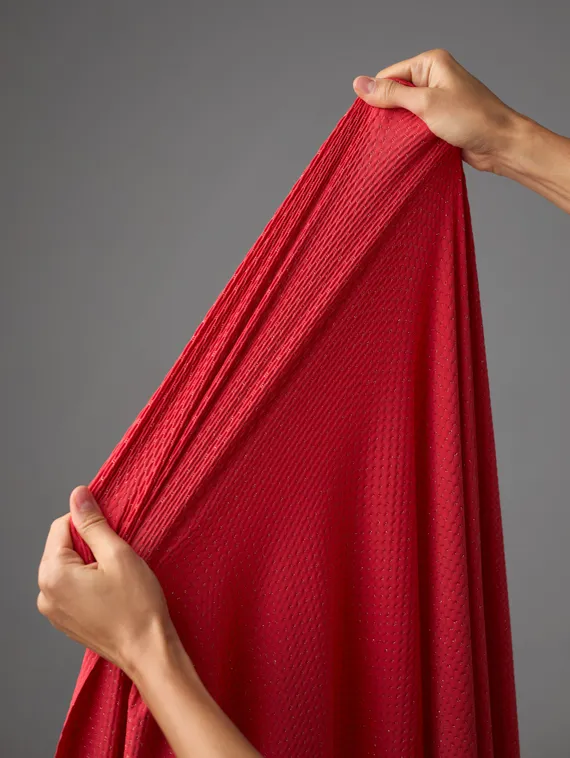 Микрофибра фактурная, жаккард, Турция, красный/золото