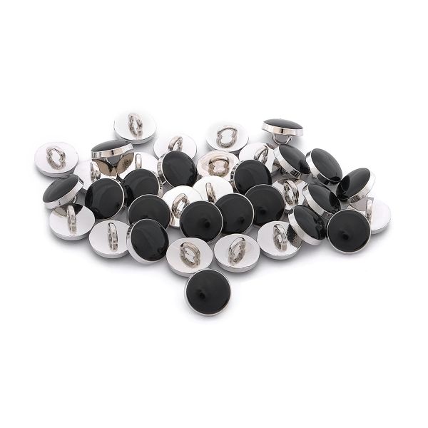 Пуговицы металл на ножке 18L=11 мм, (Black/S (черный/серебро)), MEs-2013, 36 шт