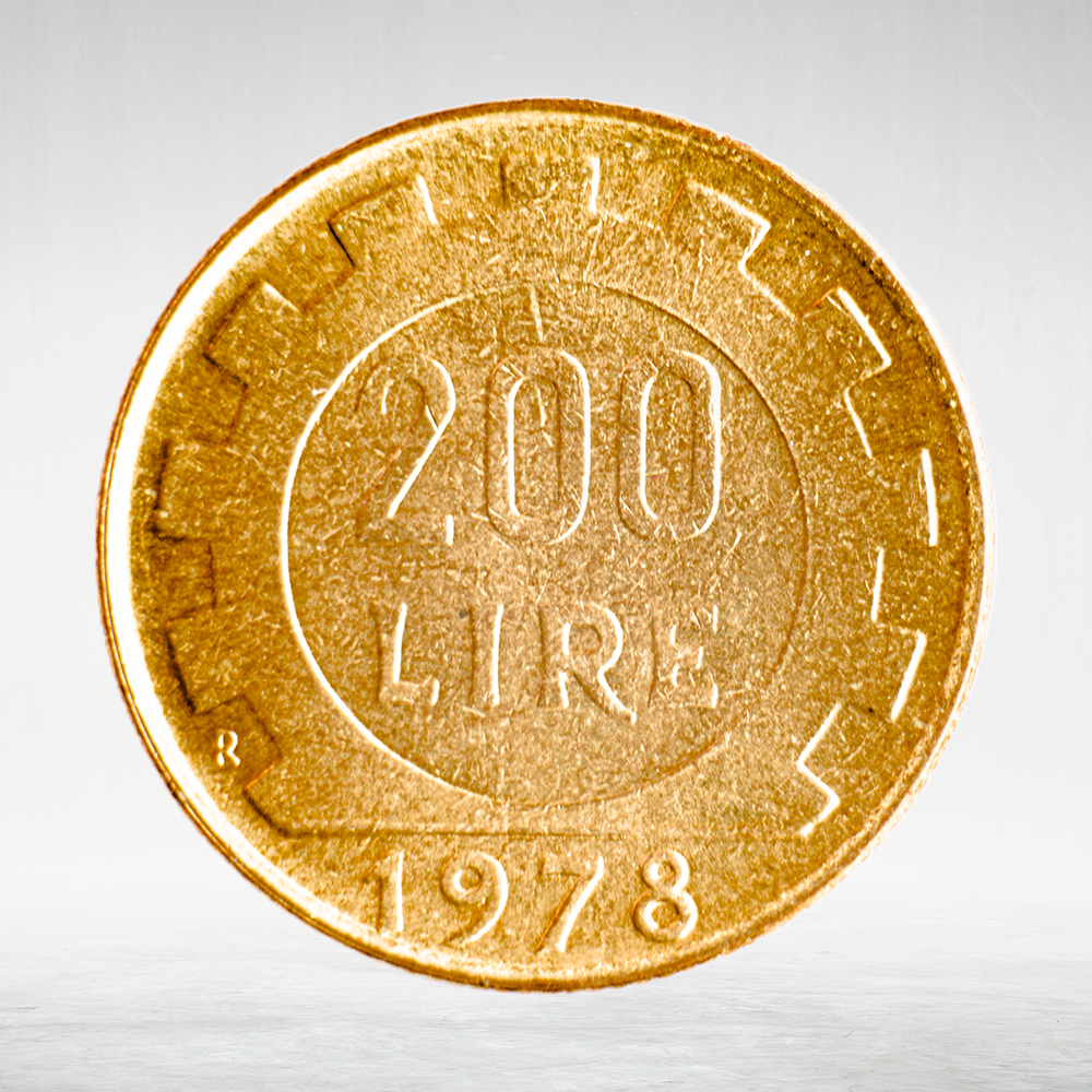 Italy 200 Lire 1978 R "Woman Head – Standard Issue", XF