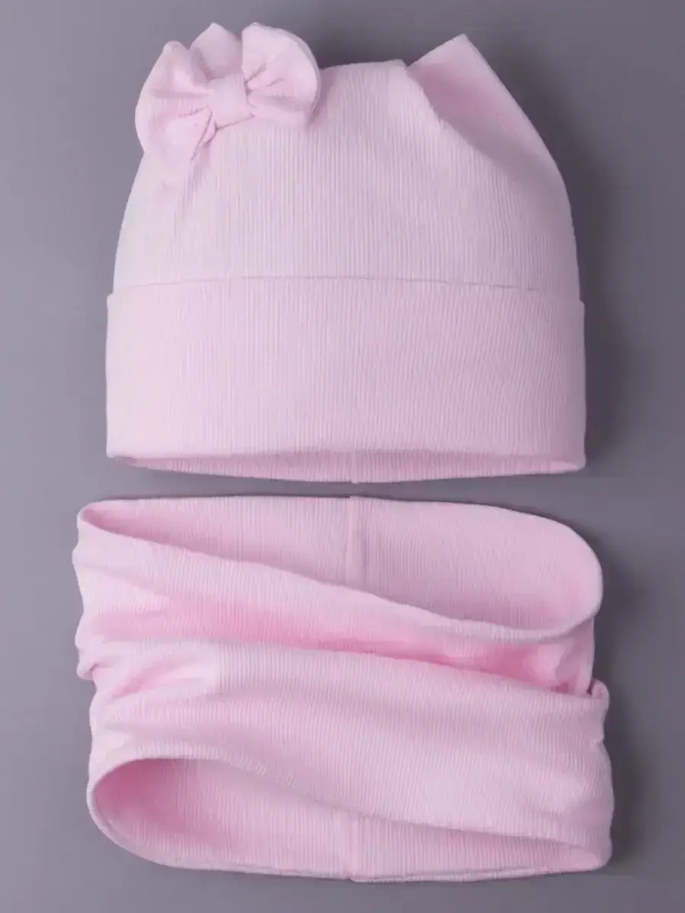 Шапка для девочки осенняя с ушками и снуд