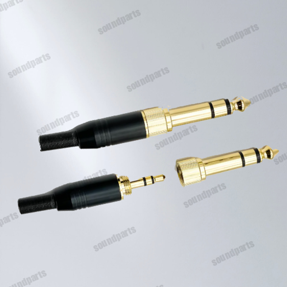 Mini Jack 3,5 mm с наружной резьбой (Черный) + переходник 6.3