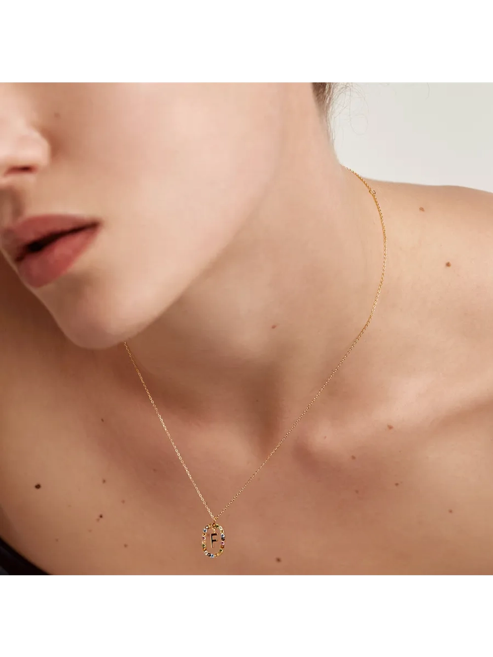 Колье Буква F серебро 925 пробы покрытое золотом