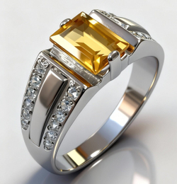 Ювелирное кольцо из серебра 925 пробы,вставка цитрин.фианиты.Размер 20.5