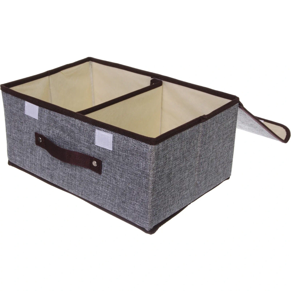 Короб - органайзер складной стеллажный для хранения вещей «ДОМания», цвет серый, два отделения, 36*25*16см (лейбл)