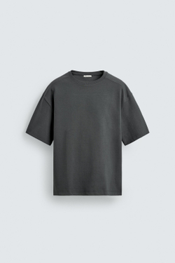 ZARA ТОЛСТОВКА RELAXED FIT ИЗ ИНТЕРЛОКА, СЕРО-СИНИЙ