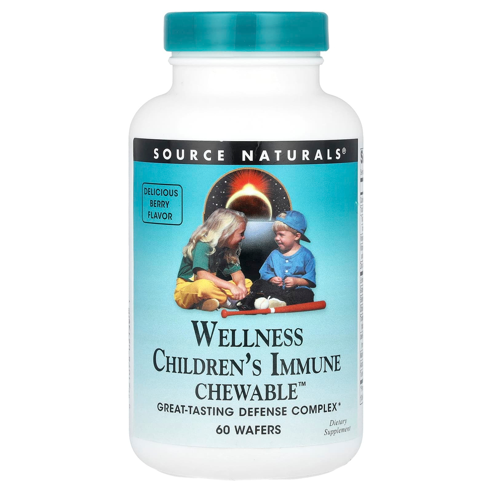 Source Naturals, Wellness Children's Immune Chewable ™, вкусные ягоды, 60 вафель