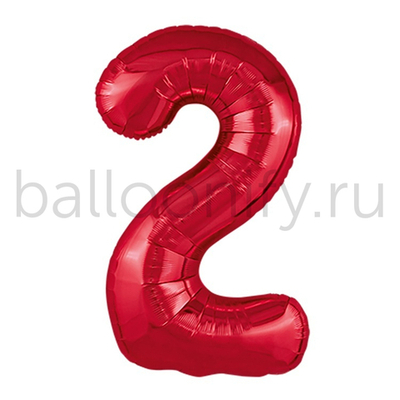 Шар ЦИФРА 2 Металлик Red 40" 102 см