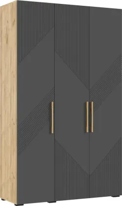 Шкаф 3-х ств., "Ирис" (браш графит/дуб крафт) МФ Миф