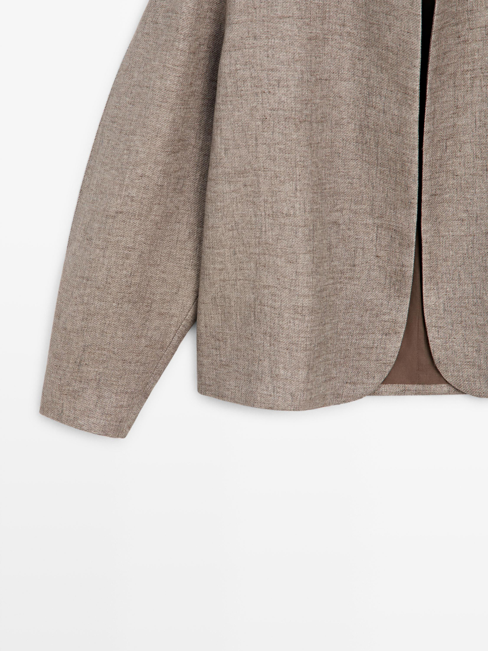 Massimo Dutti Короткая куртка из смесового льна, кротово-коричневый