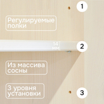 Шкаф-надстройка Лена из сосны, белая (верхняя часть)