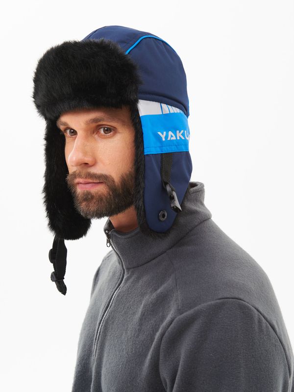 Шапка ушанка зимняя Yakutia цвет Тёмно-синий ткань Galaxy Breathable иск. мех Норка
