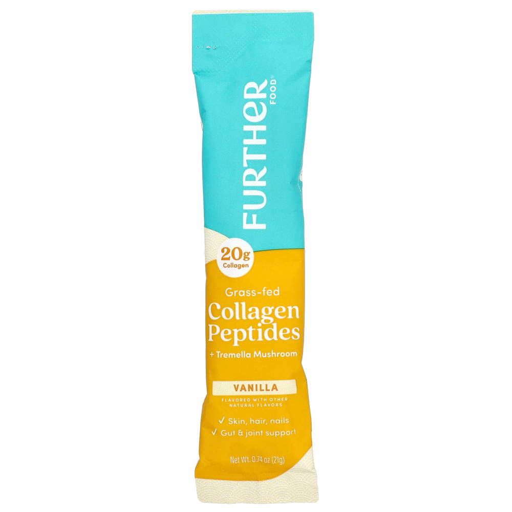 Further Food, Пептиды коллагена от травяного откорма, ваниль, 12 пакетиков по 21 г (0,74 унции)