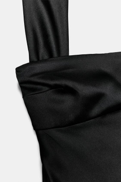 ZARA АТЛАСНОЕ ПЛАТЬЕ С ШАРФОМ, ЧЕРНЫЙ