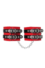 Красно-черные мягкие оковы с двумя ремешками с люверсами