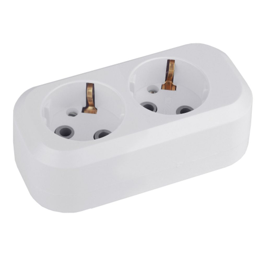 Колодка ЭРА KX-2e 2 розетки с зазeмлением белая